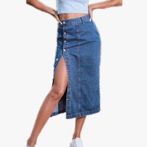 Denim Button Down Skirt L